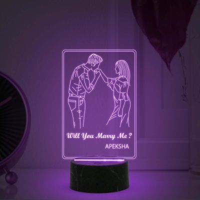Will you marry me couple night lamp with Multicolored Light Customized with Name Gift for Wife, Husband